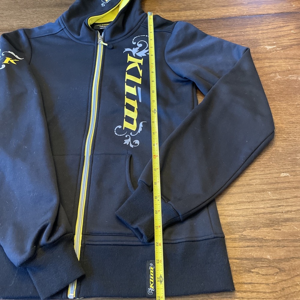 KLIM Women's Hoodie Small Black Yellow Full Zip Motorcycle Jacket Sweatshirt - Picture 3 of 9